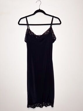 3/$25 Simple Black Lace Trim Slip Dress